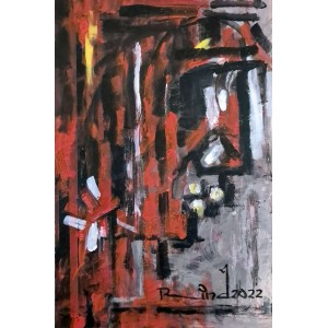 A. S. Rind, 9.5 x 15 Inch, Acrylic On Paper, Abstract Painting, AC-ASR-780